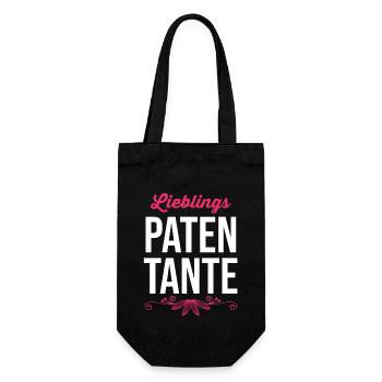 Taufe Patin Tante Patenkind Patentante - Geschenkbeutel für Flaschen - Schwarz - Vorne