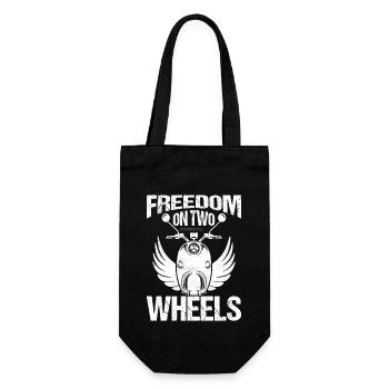 Freedom On Two Wheels Moped Scooter - Geschenkbeutel für Flaschen - Schwarz - Vorne