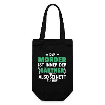 Mörder ist der Gärtner - Geschenkbeutel für Flaschen - Schwarz - Vorne
