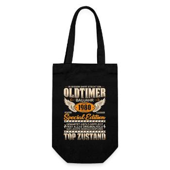Vintage Oldtimer Baujahr 1980 Geschenk - Geschenkbeutel für Flaschen - Schwarz - Vorne