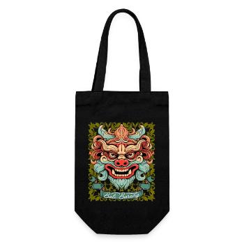 Asia Mask, Indonesian Barong Deity, Bali - Gift Bag for Bottles - black - Front
