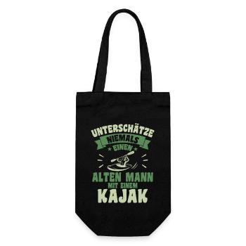 Alten mann mit einem Kajak - Geschenkbeutel für Flaschen - Schwarz - Vorne