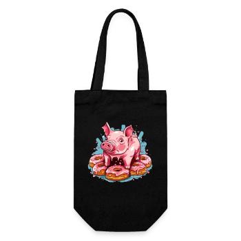 Le cochon beignet glacé - Sac à bouteille - noir - Devant