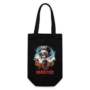 Desert dystopia and a cartoon robot - Gift Bag for Bottles - black - Front