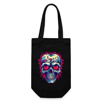 Skull in love with hearts - Gift Bag for Bottles - black - Front