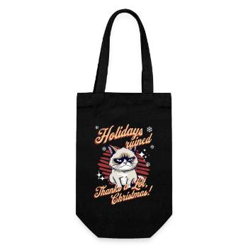 Wütende Katze Xmas Sarkastisch Lustige Katze Meme - Geschenkbeutel für Flaschen - Schwarz - Vorne