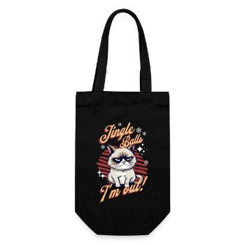 Wütende Katze Xmas Sarkastisch Lustige Katze Meme - Geschenkbeutel für Flaschen - Schwarz - Vorne