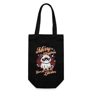 Wütende Katze Xmas Sarkastisch Lustige Katze Meme - Geschenkbeutel für Flaschen - Schwarz - Vorne