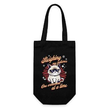 Wütende Katze Xmas Sarkastisch Lustige Katze Meme - Geschenkbeutel für Flaschen - Schwarz - Vorne