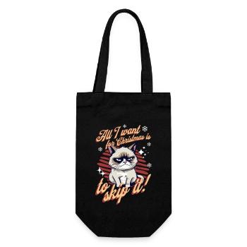 Wütende Katze Xmas Sarkastisch Lustige Katze Meme - Geschenkbeutel für Flaschen - Schwarz - Vorne