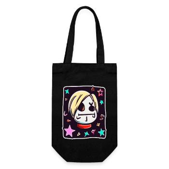 Cartoon Kid Zeichnung: Lustiges Mädchen Anime - Geschenkbeutel für Flaschen - Schwarz - Vorne