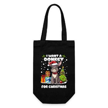 Petit âne fête Noël dans la neige - Sac à bouteille - noir - Devant