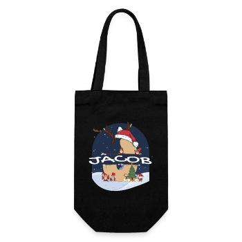 Impressionnant Jacob nom w chapeau de père Noël dans le thème de Noël - Sac à bouteille - noir - Devant