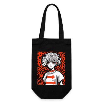 dessin animé, manga, anime, art, une fille - Sac à bouteille - noir - Devant