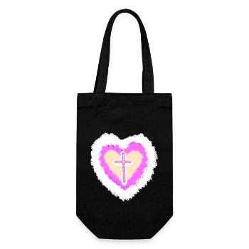 heart religion jesus cross crosses god christ - Gift Bag for Bottles - black - Front