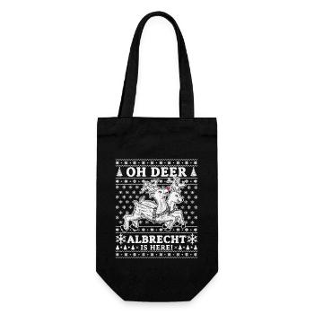 Oh Deer - Albrecht is here Ugly Weihnachten - Geschenkbeutel für Flaschen - Schwarz - Vorne