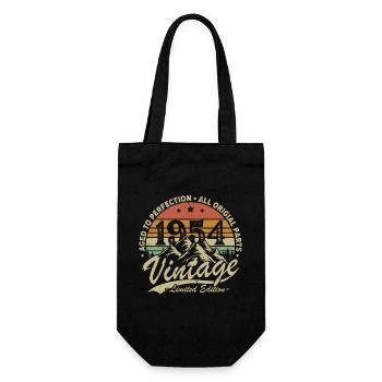 Jahrgang 1954 Geburtstagsgeschenk Geboren 1954 - Geschenkbeutel für Flaschen - Schwarz - Vorne