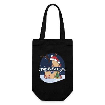 Awesome Jessica Name mit Weihnachtsmütze im Weihnachtsthema - Geschenkbeutel für Flaschen - Schwarz - Vorne