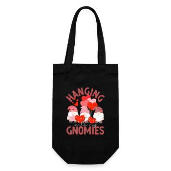 Hanging With My Gnomies Lustige Gnome Valentinstag - Geschenkbeutel für Flaschen - Schwarz - Vorne