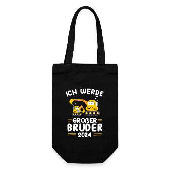 Ich Werde Großer Bruder 2024 Bagger - Geschenkbeutel für Flaschen - Schwarz - Vorne