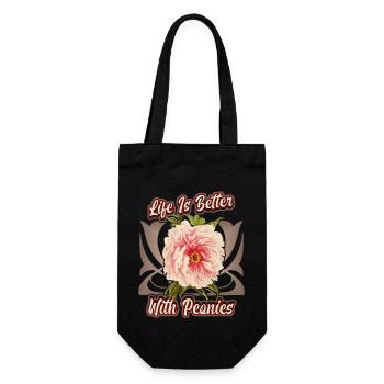 Vintage Pfingstrose botanische Illustration Spruch - Geschenkbeutel für Flaschen - Schwarz - Vorne