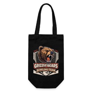 Bowling, Grizzly Bears Team, Grizzlybären Logo - Gift Bag for Bottles - black - Front