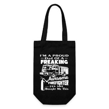 Firefighter Proud Dad Of Awesome Firefighter - Gift Bag for Bottles - black - Front
