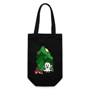 Wald Gespenst Geist Oktober Pilze Tannen Natur - Geschenkbeutel für Flaschen - Schwarz - Vorne