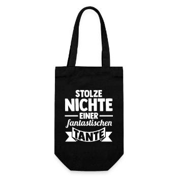 Tante Nichte - Geschenkbeutel für Flaschen - Schwarz - Vorne