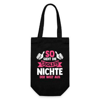 Coolste Nichte - Geschenkbeutel für Flaschen - Schwarz - Vorne