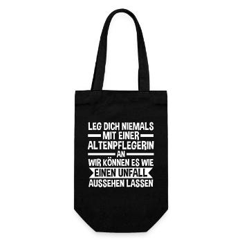 Pflege Pflegekraft AltenPflegerinin - Geschenkbeutel für Flaschen - Schwarz - Vorne