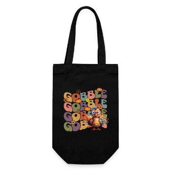 Happy Thanksgiving: Gobble Gobble Happy Turkey Day - Sac à bouteille - noir - Devant