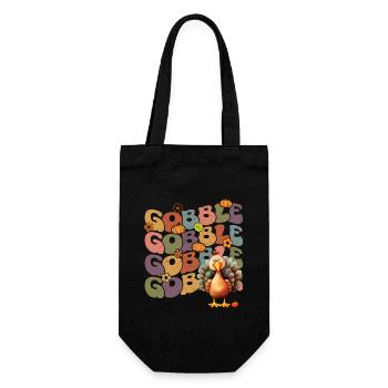 Happy Thanksgiving: Gobble Gobble Happy Turkey Day - Gift Bag for Bottles - black - Front