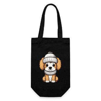 Chien Hiver Bande Dessinée Mignon - Sac à bouteille - noir - Devant
