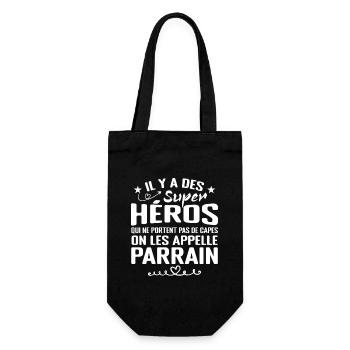 Parrain Super Héros Cadeau Humour Parrain - Sac à bouteille - noir - Devant