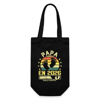 Papa en 2026 Veuillez Patienter Cadeau Futur Père - Sac à bouteille - noir - Devant