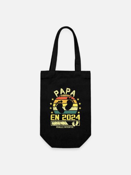 Papa en 2024 Veuillez Patienter Cadeau Futur Père - Sac à bouteille - noir