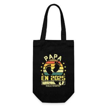 Papa en 2025 Veuillez Patienter Cadeau Futur Père - Sac à bouteille - noir - Devant