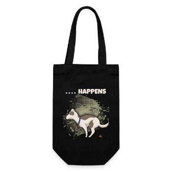 Merde arrive en disant, chien drôle dans un style comique - Sac à bouteille - noir - Devant