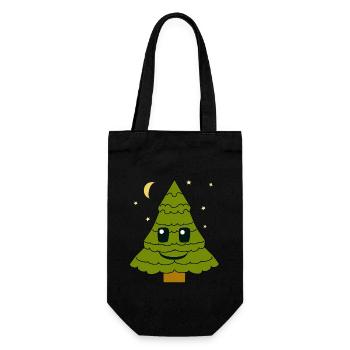 fir tree, fir tree, starry sky, moon, night, forest - Gift Bag for Bottles - black - Front