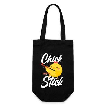 Field Hockey Chicken Chick With - Geschenkbeutel für Flaschen - Schwarz - Vorne