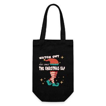 hier kommen die passenden Weihnachtselfen-Feiertagssets - Geschenkbeutel für Flaschen - Schwarz - Vorne