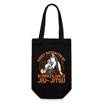 Easily distraced by Brazilian Jiu-Jitsu - Geschenkbeutel für Flaschen - Schwarz - Vorne