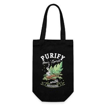 Smudge Sage Feather Spiritual Witchcraft Meditate - Gift Bag for Bottles - black - Front