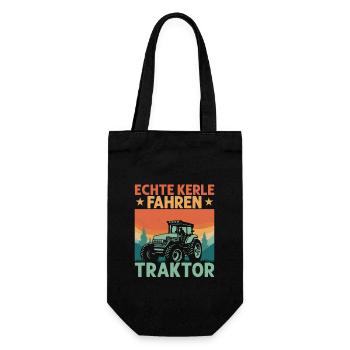 Echte Kerle fahren Traktor Trecker Bauer - Geschenkbeutel für Flaschen - Schwarz - Vorne