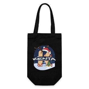 Awesome Kenta Name w Santa Hat in Xmas Theme - Gift Bag for Bottles - black - Front