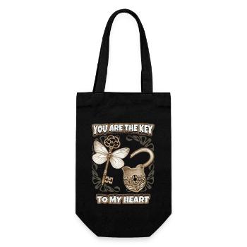 Love Saying, Lock and Key, Valentine's Day - Gift Bag for Bottles - black - Front