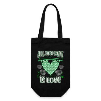 tricot drôle dire aiguilles à tricoter, coeur à tricoter - Sac à bouteille - noir - Devant