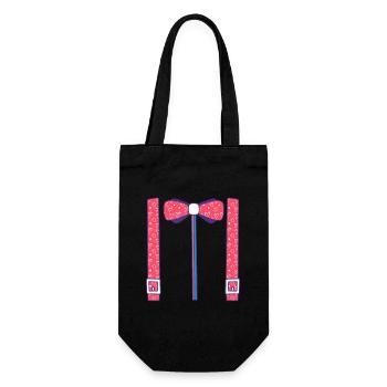 Bow Tie Suspenders Hearts Funny Cute Valentine - Gift Bag for Bottles - black - Front