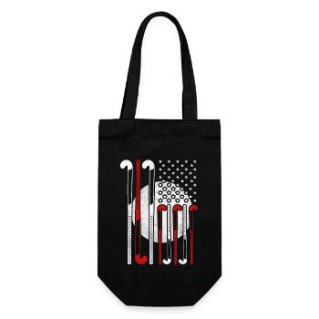 Field Hockey American Flag - Geschenkbeutel für Flaschen - Schwarz - Vorne